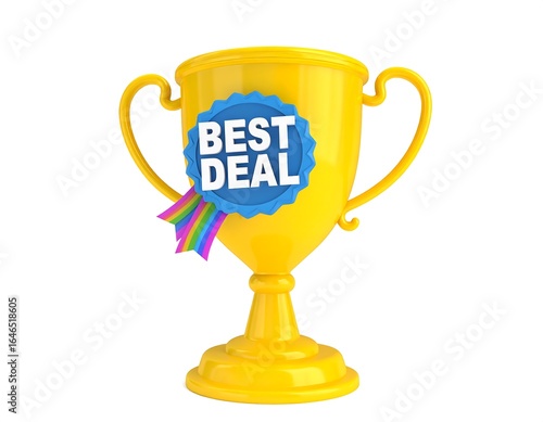 Award trophy with best deal label