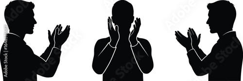 A silhouette of people applauding, symbolizing celebration, success, and support through hand gestures of praise and appreciation