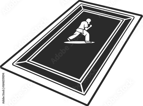 black and white martial artist on mat clip art preview