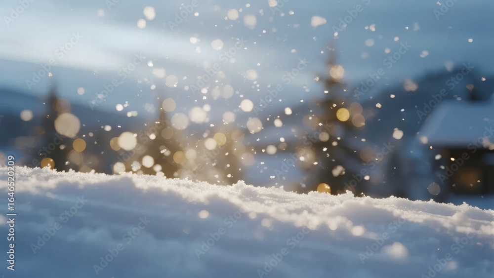 Fototapeta premium Snowy Landscape with Sunlight Sparkles