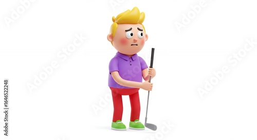 Cartoon golfer sad expression illustration
