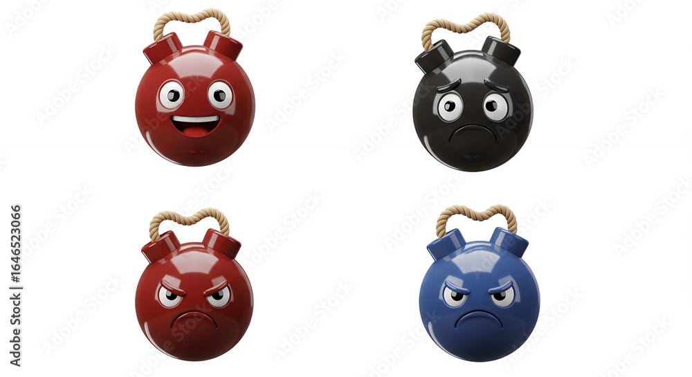 Obraz premium Four angry pig shaped objects
