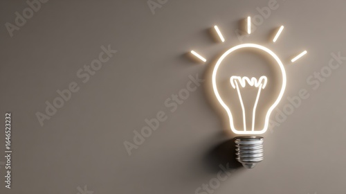 Illuminating Ideas: A Glowing Neon Lightbulb Concept