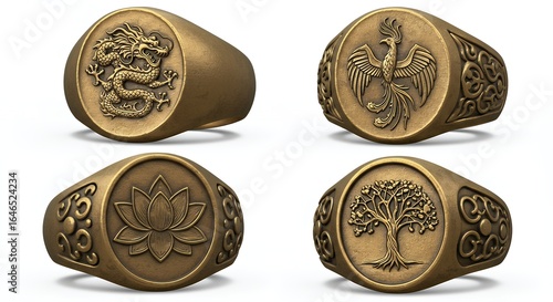 Set of decorative bronze rings