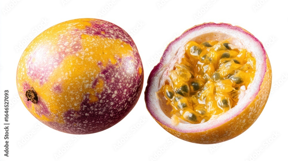 Fototapeta premium Vibrant Yellow and Purple Passion Fruit
