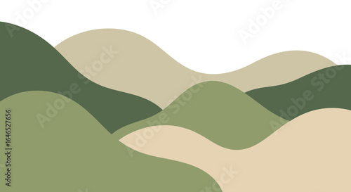 Stylized rolling hills landscape with earth-tone palette illustration