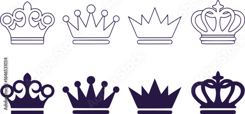 Elegant Collection of Crown Illustrations Featuring Royal and Regal Designs Depicting Power Prestige and Authority in Graphic Form for Creative Projects