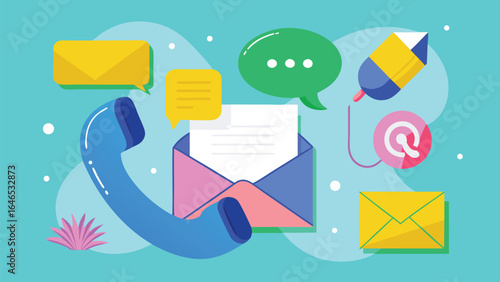 Icon illustration featuring an email symbol and a phone call symbol, signifying ways to connect..eps