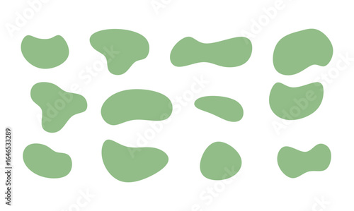  Round organic shape. Amoeba-shaped clumps. Liquid organic clumps. Irregular round shape.