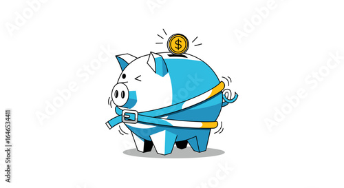 Piggy bank squeezed tight with cash growing bigger through smart saving strategies