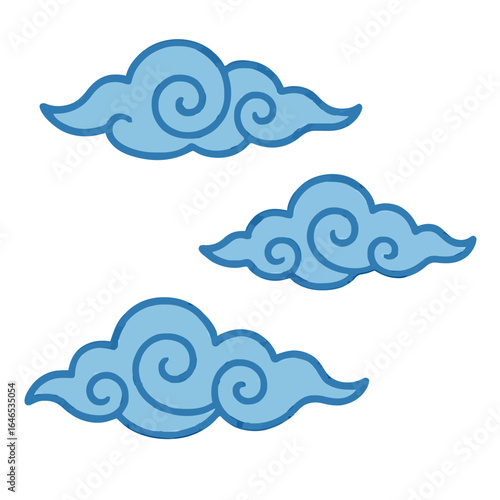 Indonesian Mega Mendung Style Clouds Vector Illustration