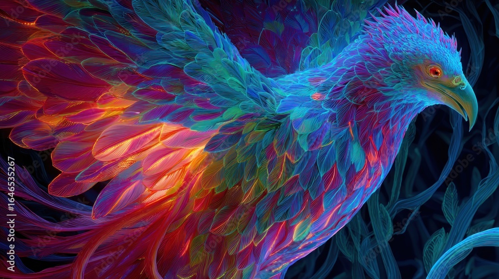 Obraz premium Vibrant Eagle in Flight: A Symphony of Colors