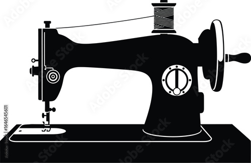 Vintage sewing machine, a classic tool for tailoring and crafting, perfect for retro designs and textile industry projects