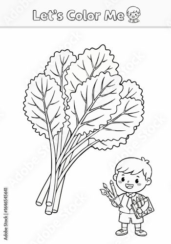 Coloring sheets for young children about kale or brassica oleracea