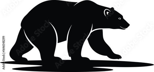 A silhouette illustration of a bear walking, image captures strength and power of this wild animal in its natural habitat