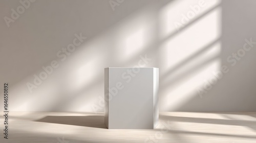 White stand in sunlit room; minimal