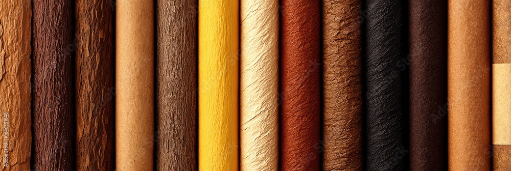 Vertical array of textured, natural-toned materials Vertical array of textured, natural-toned materials