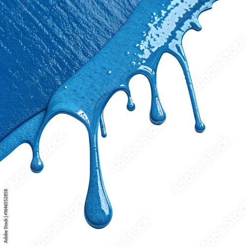 Vibrant blue paint dripping dynamically, perfect for creative projects and modern design