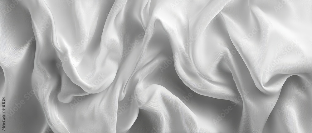 Fototapeta premium Soft, flowing white fabric draped in elegant folds