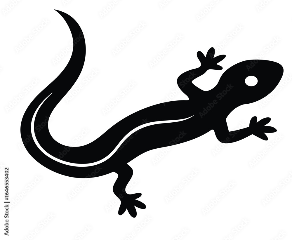 Obraz premium Charming salamander silhouette icon with colorful elements
