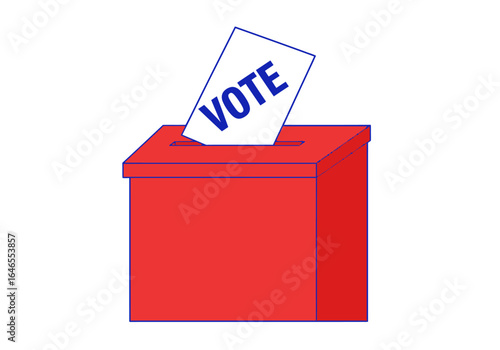 Illustration of a red ballot box with a white 