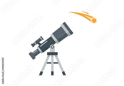 Telescope Observing a Meteor Astronomy and Space Exploration Illustration