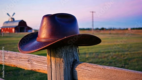 cowboy hat on a fence