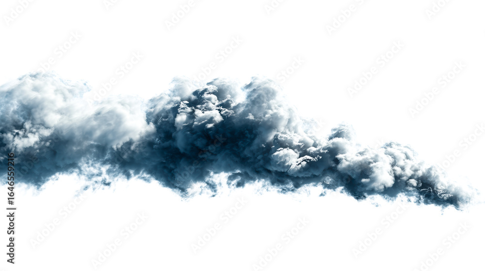 Fototapeta premium Dark Smokey Cloud Formation Against a White Background, cut out transparent
