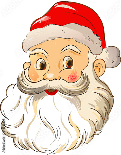 vintage santa claus head watercolor clipart illustration
