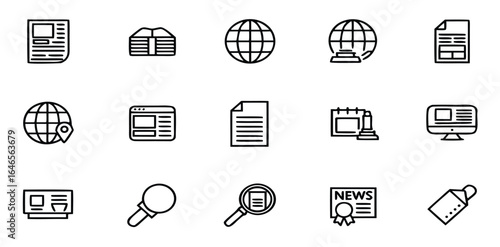 Modern news and media icons for digital and print projects