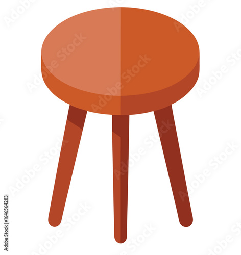 Muted terracotta accent stool silhouette on white background