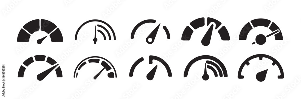 Obraz premium Speedometer icon symbol, Speedometer indicator icon collection, Speed indicator icons, vector illustration eps 10.