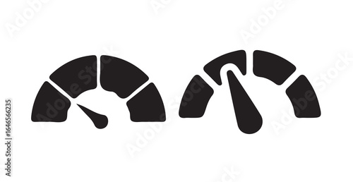 Speed icon signs, Speedometer black icons set, gauge meter, dashboard elements for automotive, speed measurement,  vector illustration eps 10.