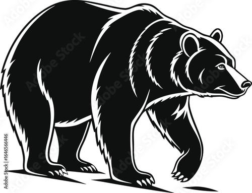 Vector illustration of a brown grizzly bear silhouette