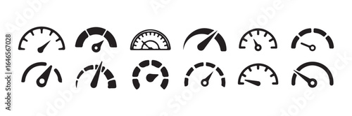 Speedometers icons set, Speed indicator sign,  Fast speed sign, performance concept icon sign symbol, Vector illustration EPS 10.