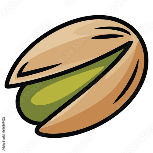 cute cracked pistachio vector illustration white space