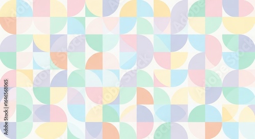 Wallpaper Mural Abstract geometric design featuring pastel circles and squares creating a contemporary pattern. Torontodigital.ca