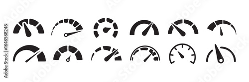 Speedometers icons set, Speed indicator sign,  Fast speed sign, performance concept icon sign symbol, Vector illustration EPS 10.
