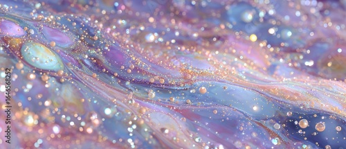 ABSTRAKTE FLÜSSIGKEITSTEXTUR MIT ORGANISCHEN FORMEN UND GLITZERPARTIKELN