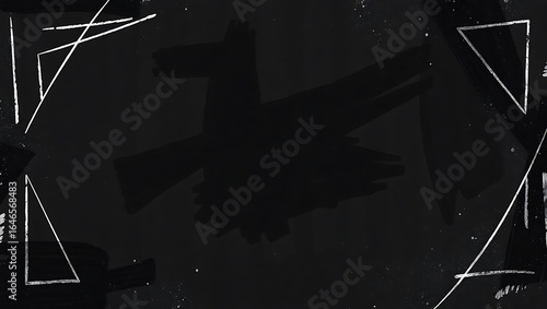 Chalk-like abstract border with hand-drawn geometry and contrasty textures, center untouched