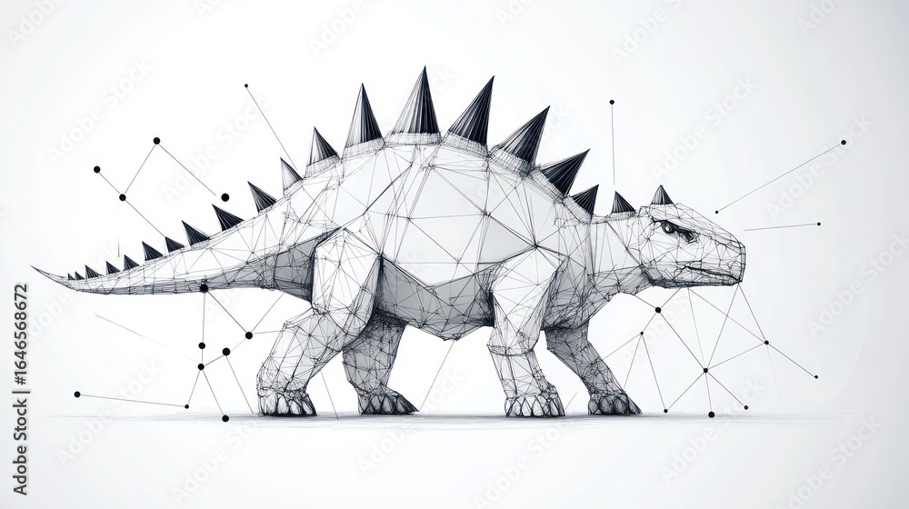 Fototapeta premium Geometric Dinosaur Profile