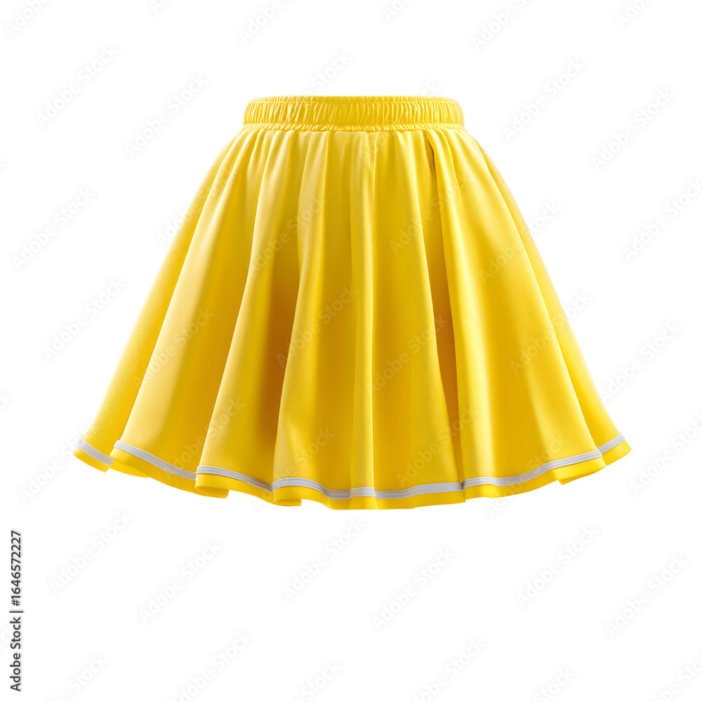 A vibrant pleated yellow cheerleader skirt appears to float and move gracefully in mid air creating a dynamic and energetic visual A vibrant pleated yellow cheerleader skirt appears to float and move gracefully in mid air creating a dynamic and energetic visual