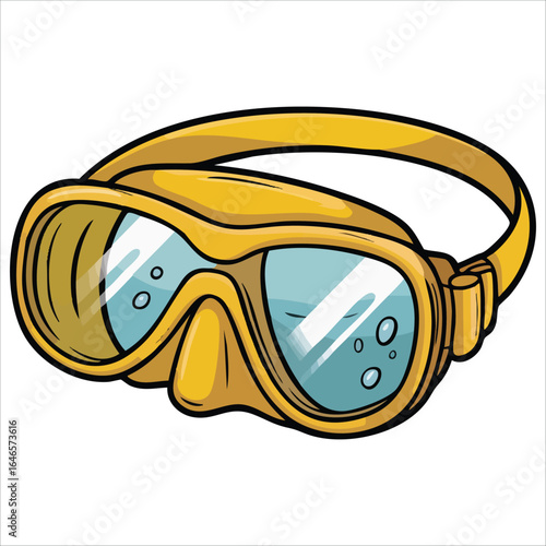 playful yellow snorkel gear vector graphic plain background