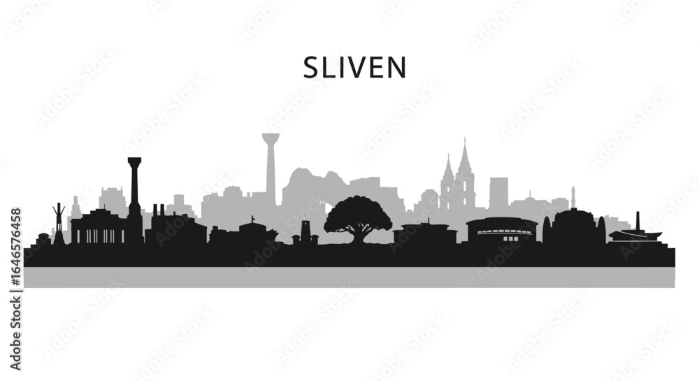 Naklejka premium Sliven Skyline Bulgaria City Silhouette.