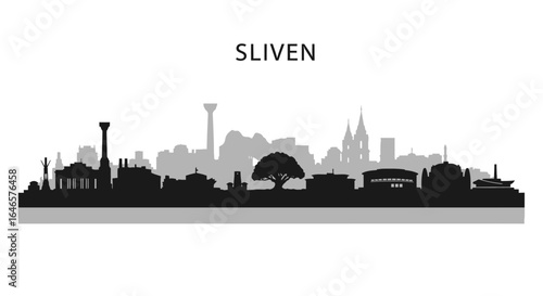 Sliven Skyline Bulgaria City Silhouette.