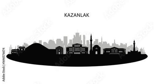 Kazanlak Bulgaria Skyline Vector Silhouette.
