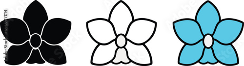 Orchid Flower Outline, Filled and colorful Icon. Minimal Floral Vector Illustration.