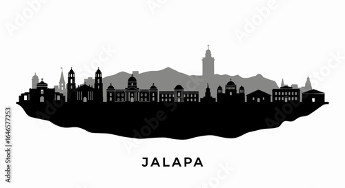 Jalapa Skyline Silhouette Vector.