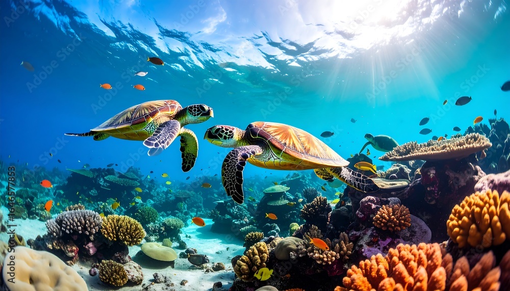 Naklejka premium Sea Turtles Graceful Swim