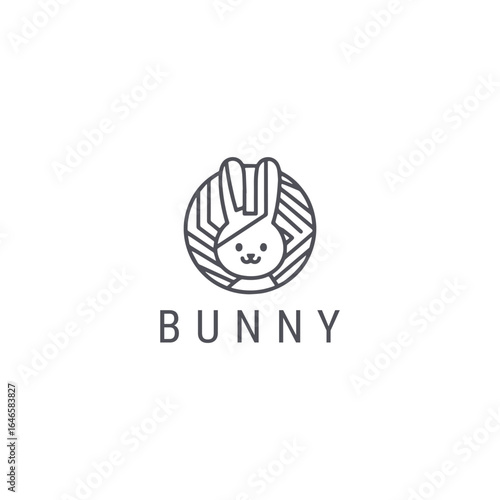 Bunny logo with line, playful style for friendly and approachable branding.